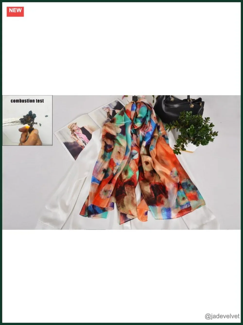 100% Mulberry Silk Floral Scarf Shawl Wrap 69x43